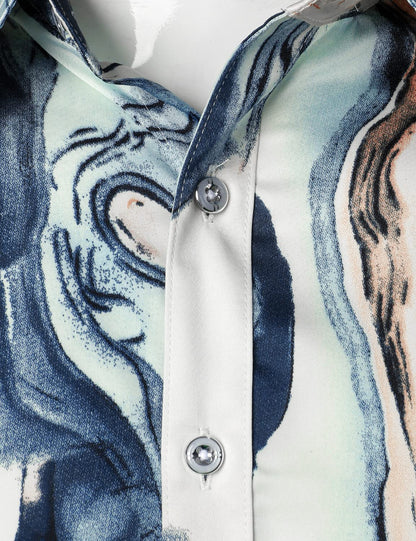 Men's Casual Abstract Print Button Up Long Sleeve Shirt