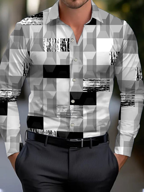 Men's Business Style Geometric Print Shirt