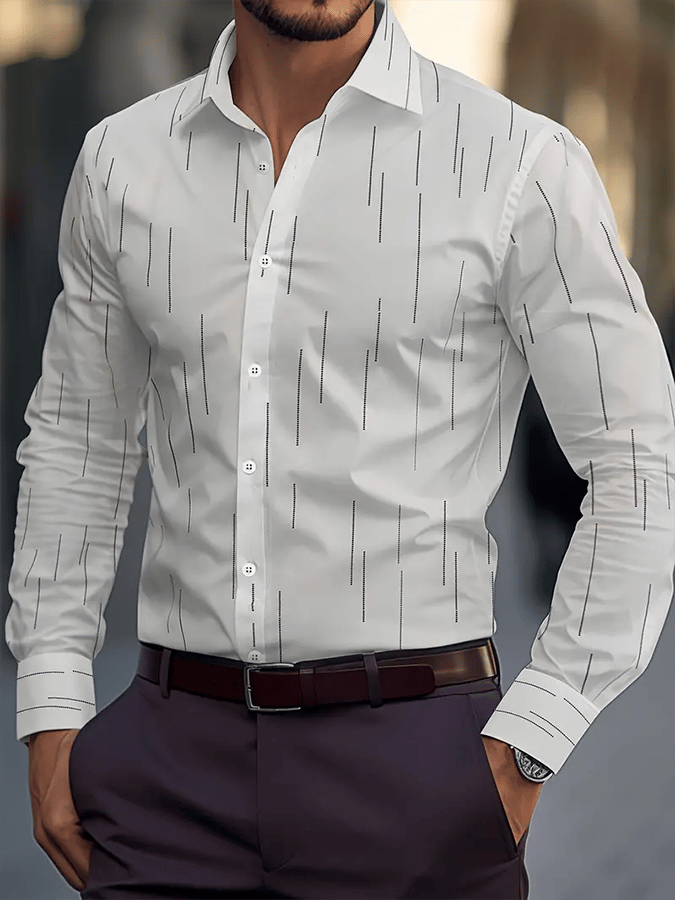Men's Striped Design Business Casual Shirt