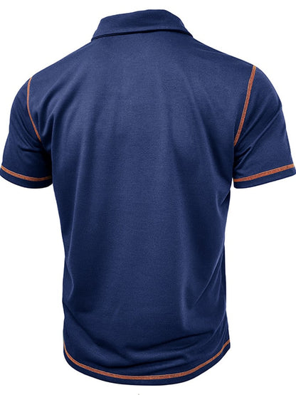 Men's Color Blocking Polo Collar Short Sleeved Polo Shirt