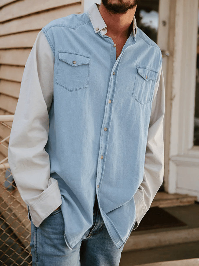 Men's Retro Western Ethnic Style Solid Color Shirt