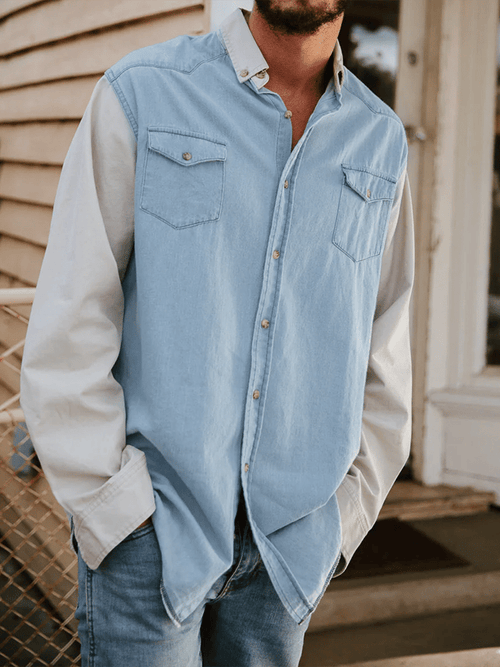 Men's Retro Western Ethnic Style Solid Color Shirt