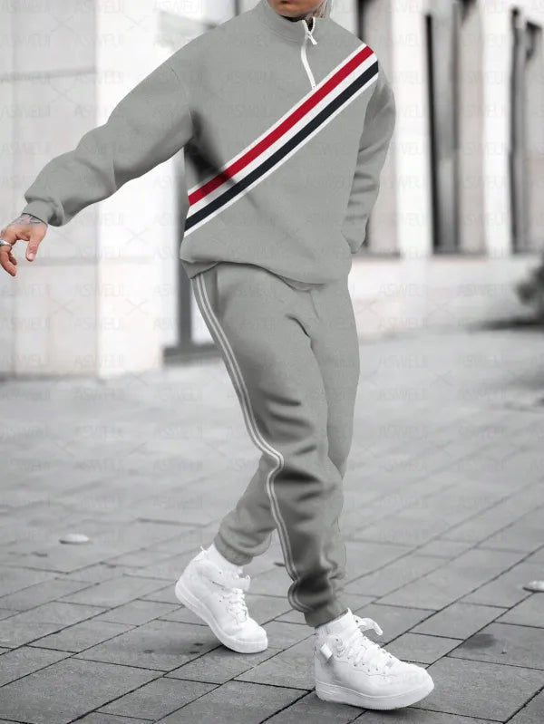 Relaxed Zipper Long Sleeve Two Piece Set
