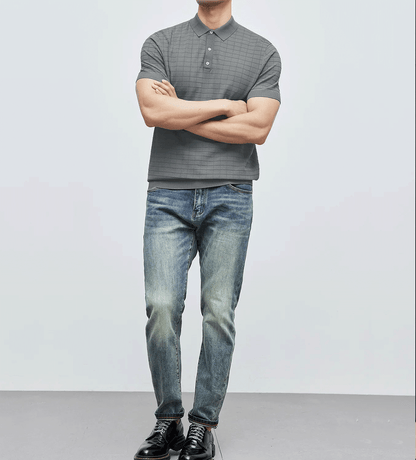 GentleKnit Checkered Short Sleeve Knitted Polo