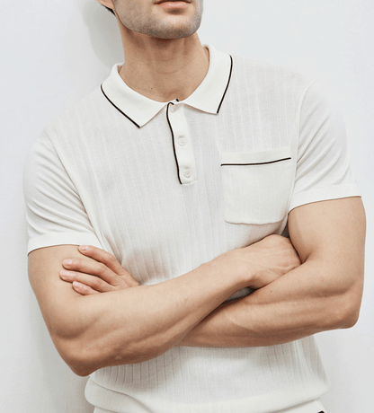 GentleKnit Contrast Color Short Sleeve Knitted Polo