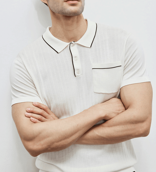 GentleKnit Contrast Color Short Sleeve Knitted Polo