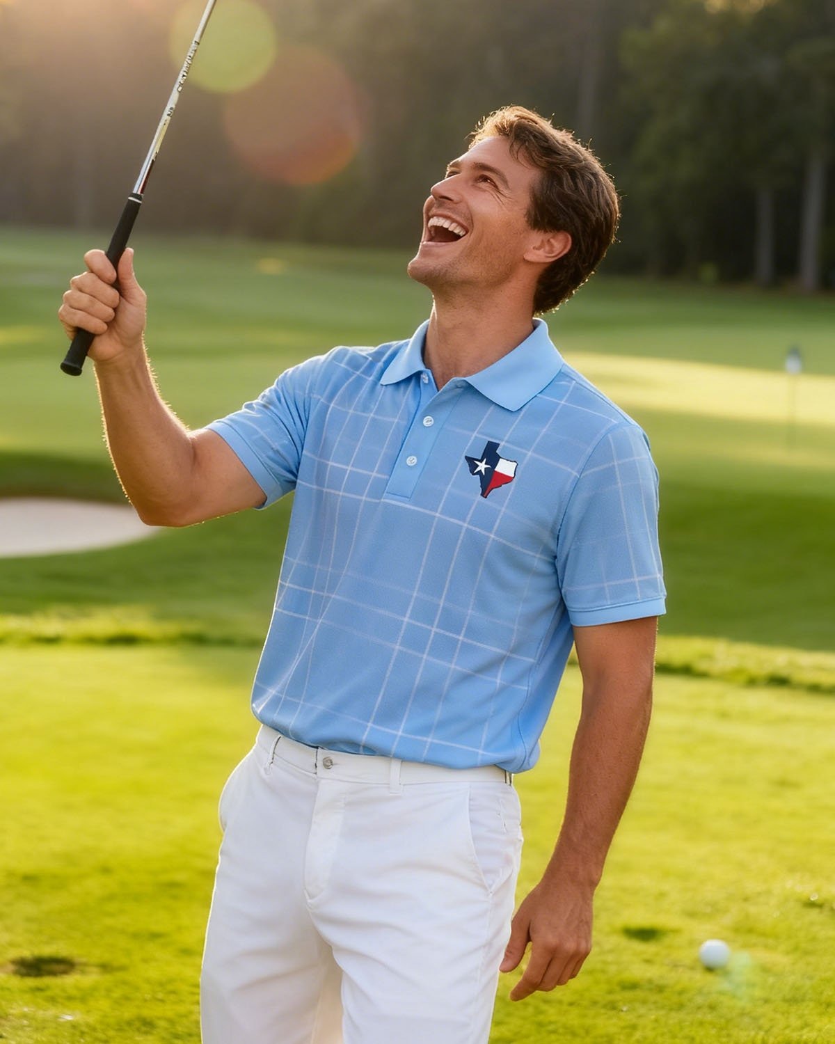 Men's Basic Geometric Line Short-Sleeve Polo Shirt