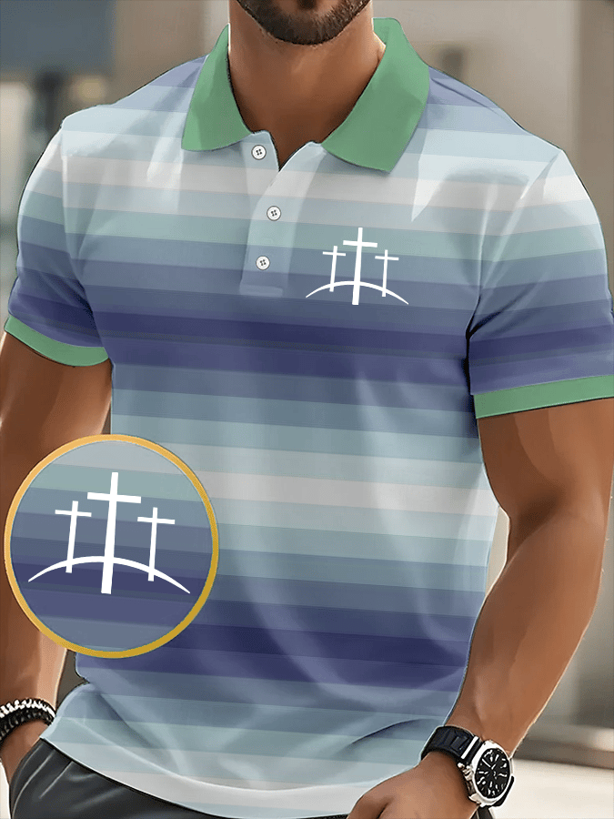 Men's Faith Printed Casual Polo Shirt