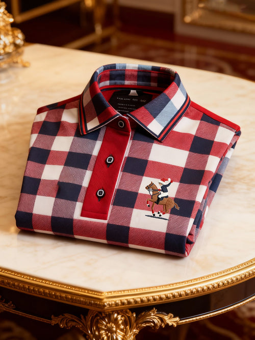 Men's Retro Business Logo Print Long Sleeve Polo Shirt