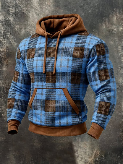 Men's Retro Distressed Color Block Print Casual Long Sleeve Sweatshirt