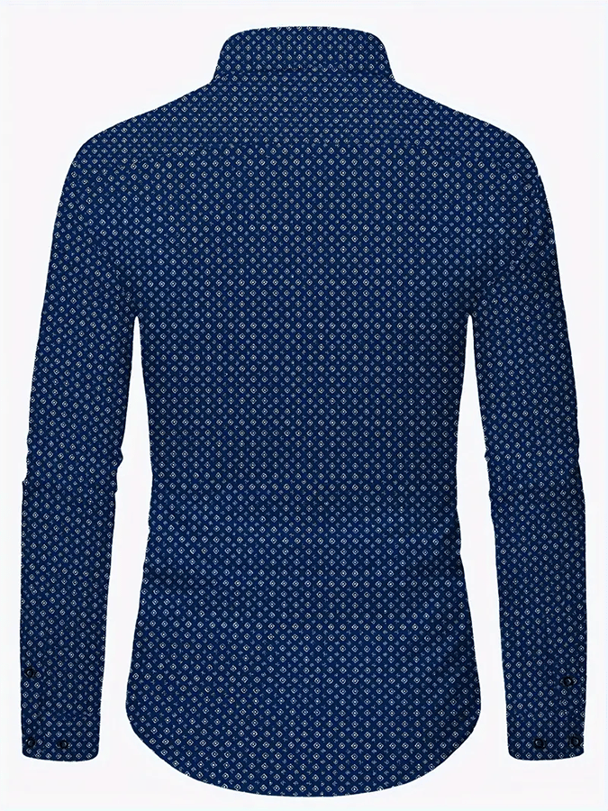 Men's Geometric Design Business Casual Shirt