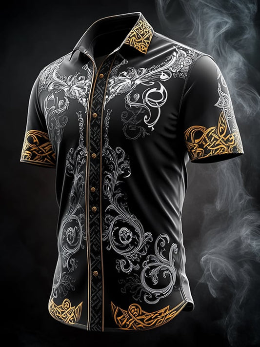 Men's Retro Viking Graphic Short Sleeve Shirt