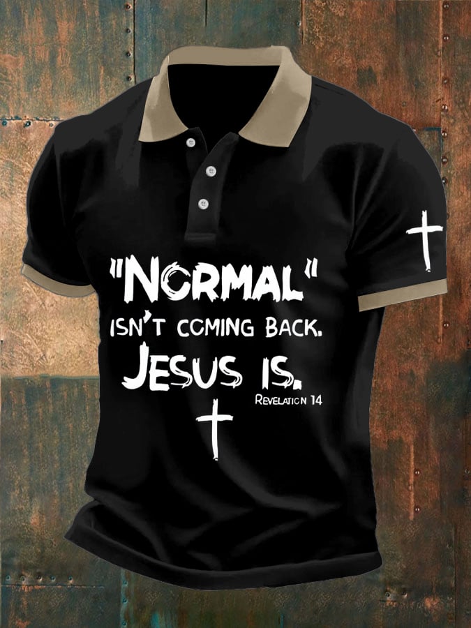 Men's Retro Faith Casual Printed Polo Shirt