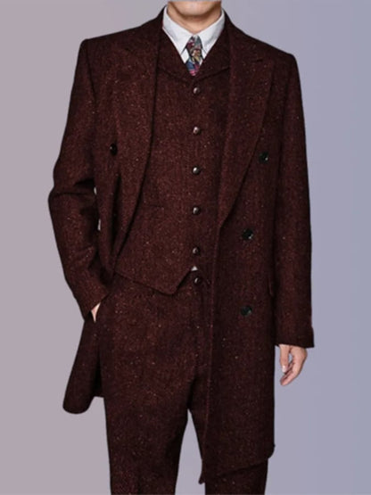 Men's Business Single-Breasted Solid Color Three-Piece Suit