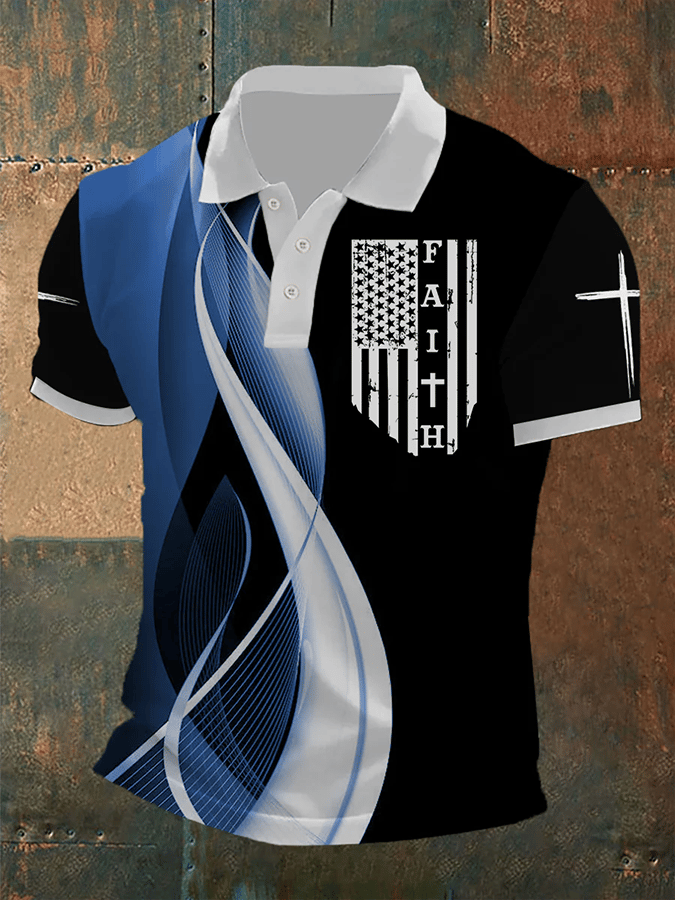 Men's Faith Print Short Sleeve Polo Shirt