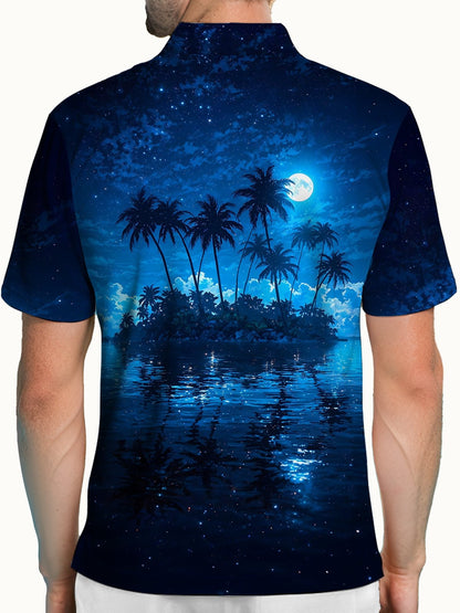 Coconut Tree Beach Short-Sleeved Polo Shirt