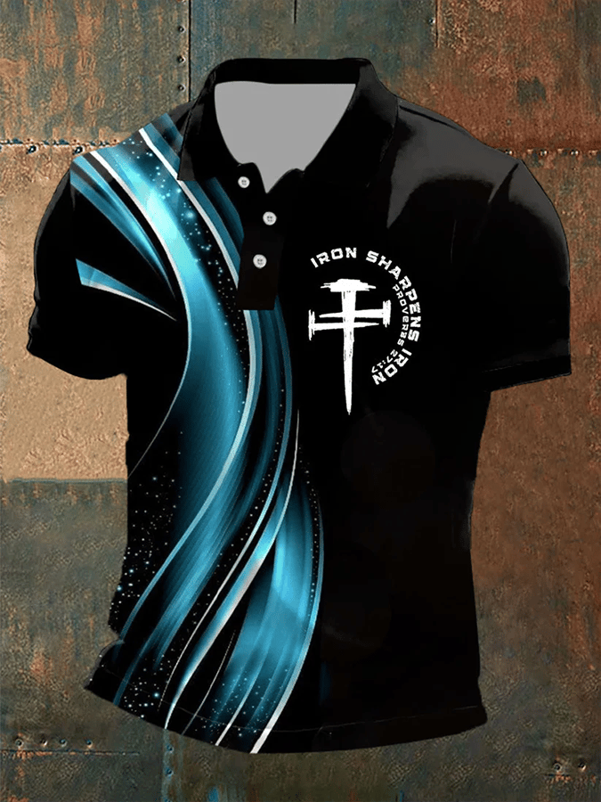 Men's Faith Geometric Print Casual Polo Shirt