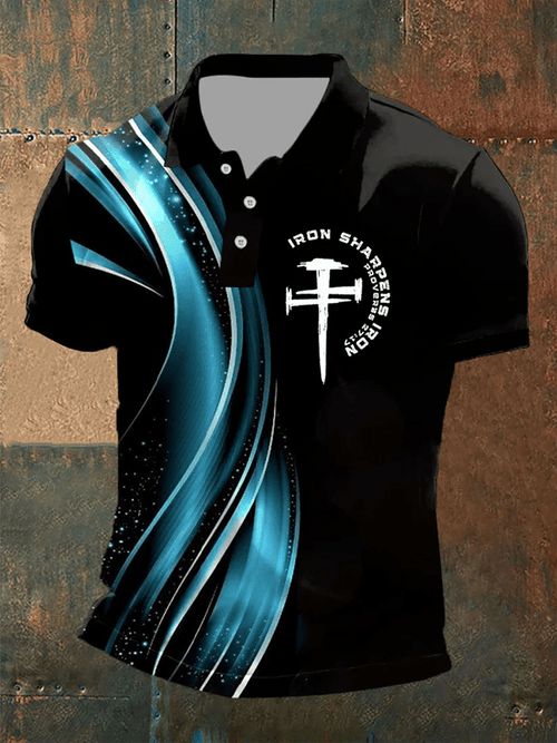 Men's Faith Geometric Print Casual Polo Shirt