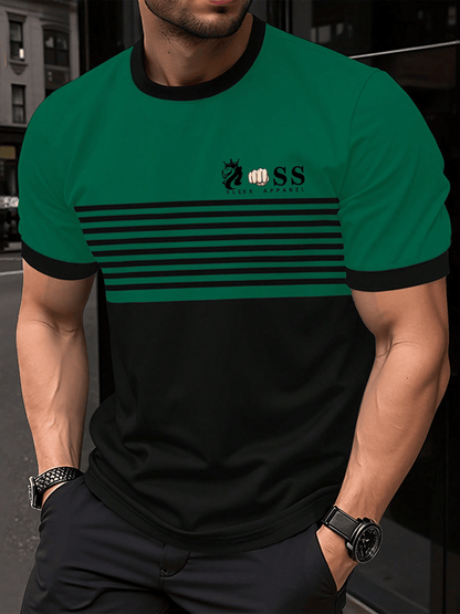 Men's Retro Letter Print Crew Neck T-Shirt