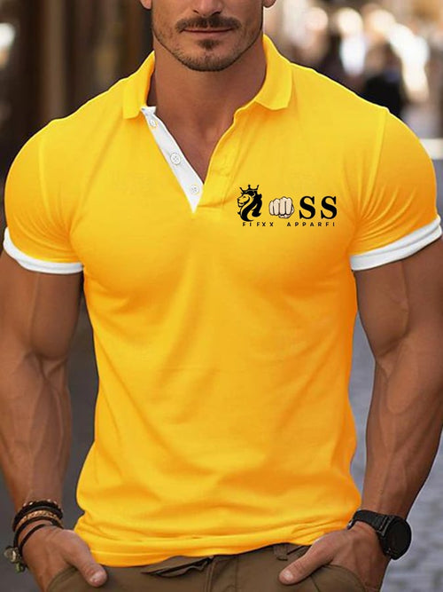 Men's Casual Business Plaid Contrast Color Polo
