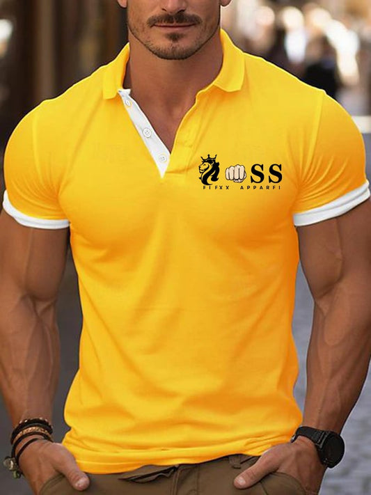 Men's Casual Business Plaid Contrast Color Polo