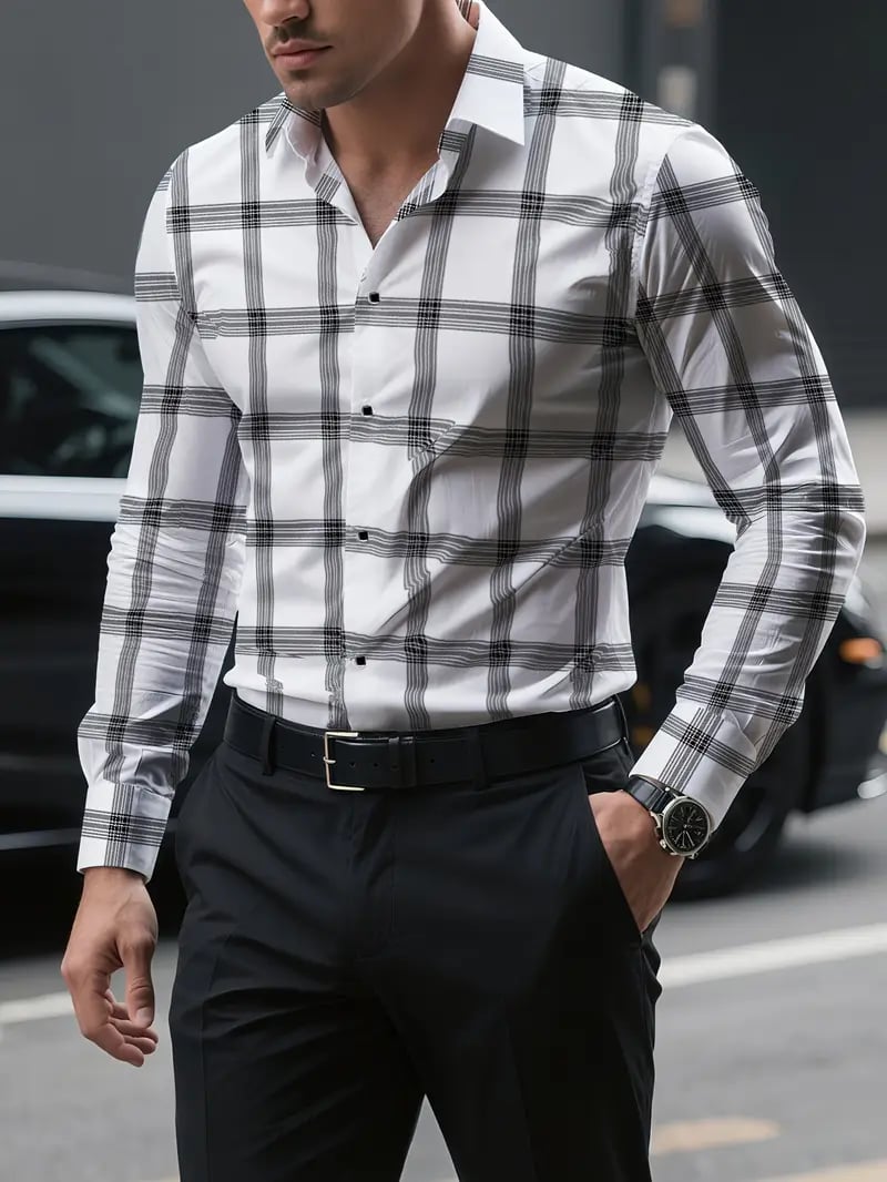 Men's Street Style Business Casual Printed Long Sleeve Shirt