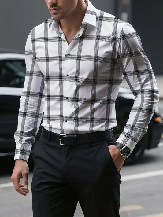 Men's Street Style Business Casual Printed Long Sleeve Shirt