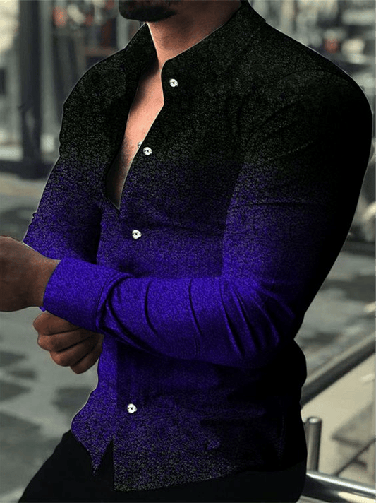 Men's Business Casual Striped Long Sleeve Shirt