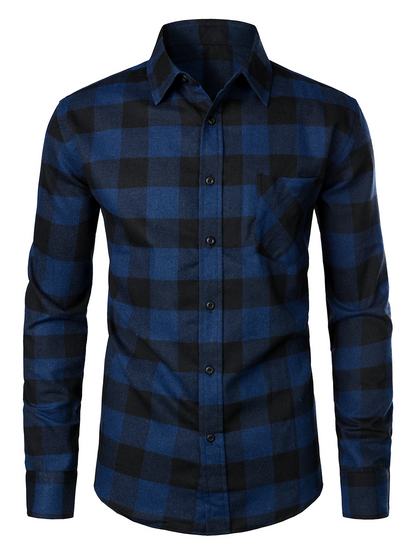 Men's Cotton Long Sleeve Plaid Shirt