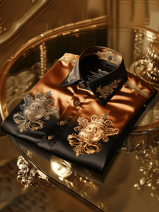 Men's Satin Luxe Print Short Sleeve Button Shirt