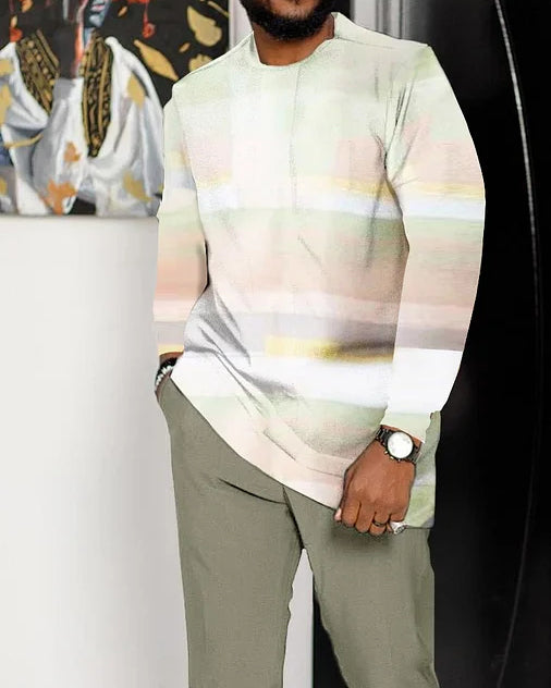 Men's Casual Color Blocking Long Sleeve Walking Suit-159