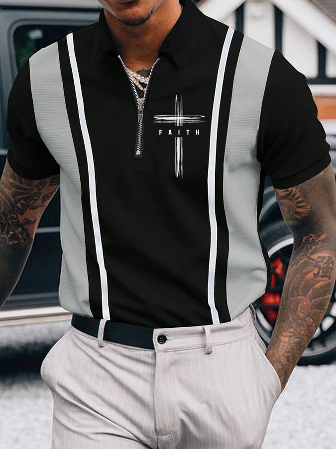 Men's Faith Printed Casual Polo Shirt
