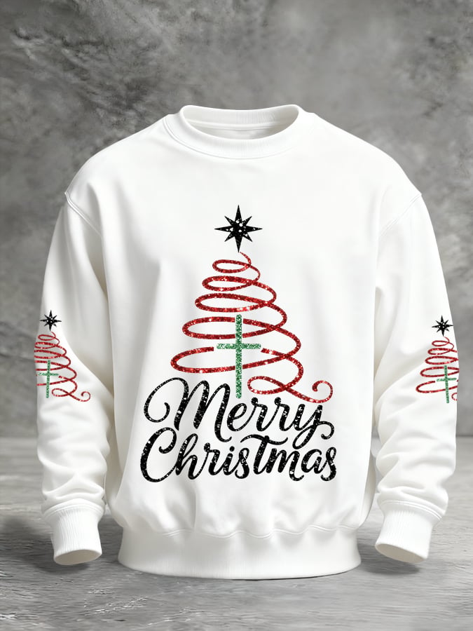 Men's Faith Cross Christmas Printed Pullover Sweatshirt