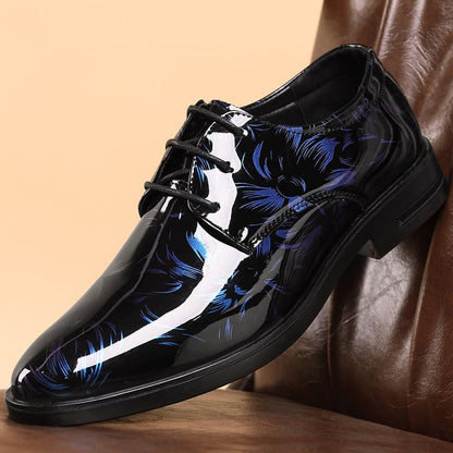 Men's petal pattern leather shoes