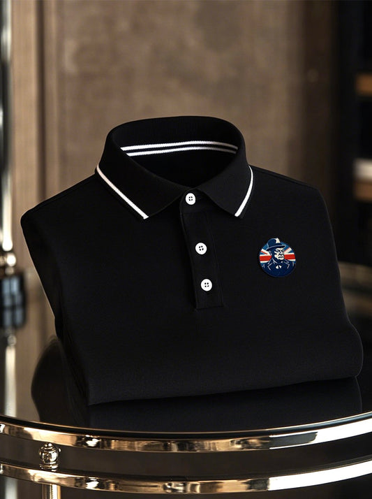 Men's Business Union Jack Casual Button Short Sleeve Polo Shirt