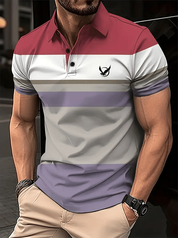 Men's Business Logo Button-Down Short Sleeve Polo Shirt