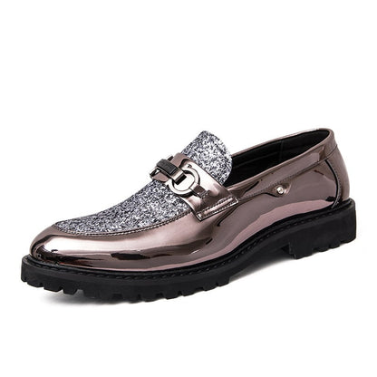 British Fashion Matching Sequin Business Dress Leather Shoes