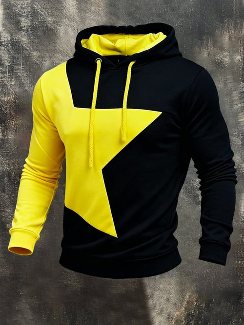 Men'S Stylish Color-Blocked Hooded Sweatshirt