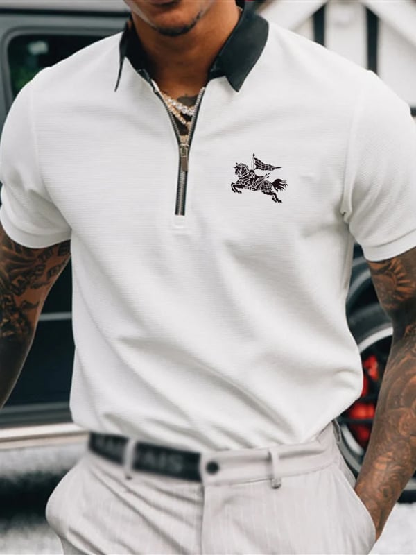 Casual Men'S Zipper Polo