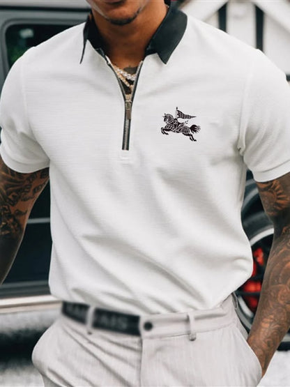 Casual Men'S Zipper Polo
