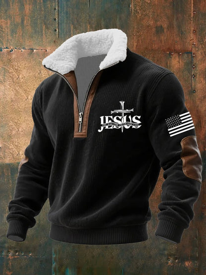 Men's Casual Faith Retro Textured Sweatshirt