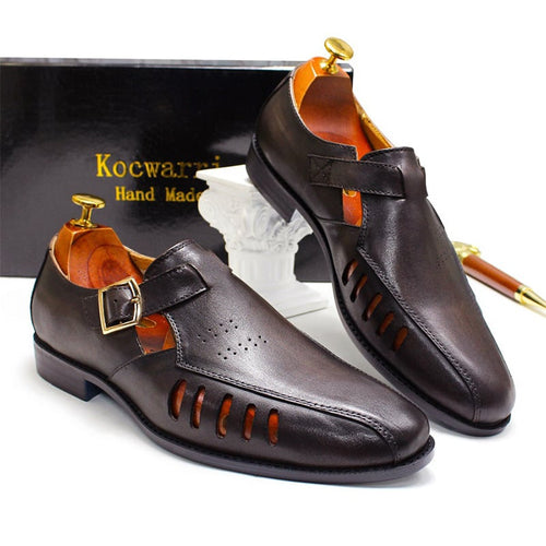 Summer Personality Hollow Large Size Casual Men'S Leather Shoes