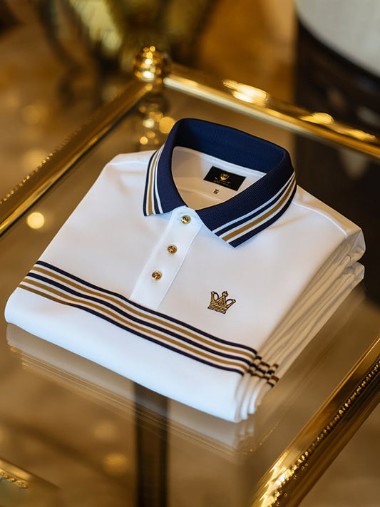 Men's Business Casual Button Short Sleeve Polo Shirt