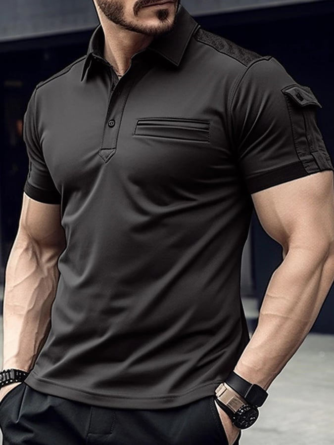 Sports Casual Slim Fit Short Sleeve Half Button Polo Shirt