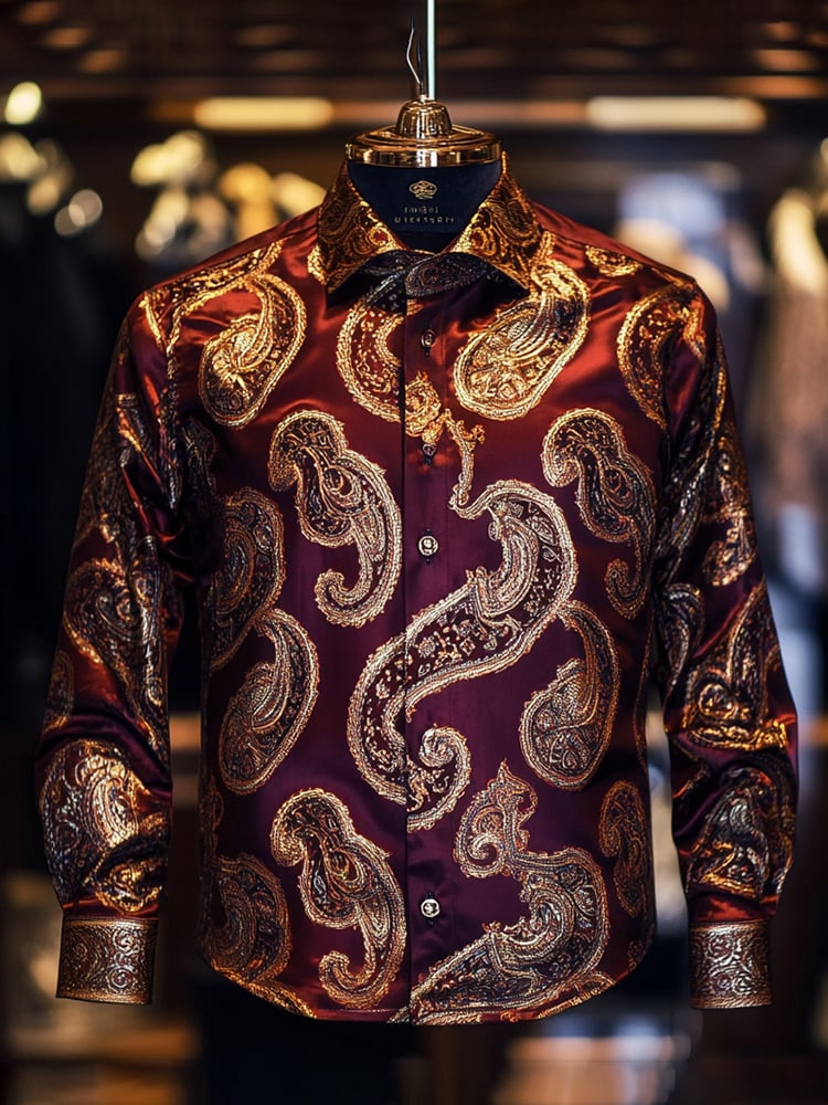 Men's Casual Abstract Printed Long Sleeve Shirt