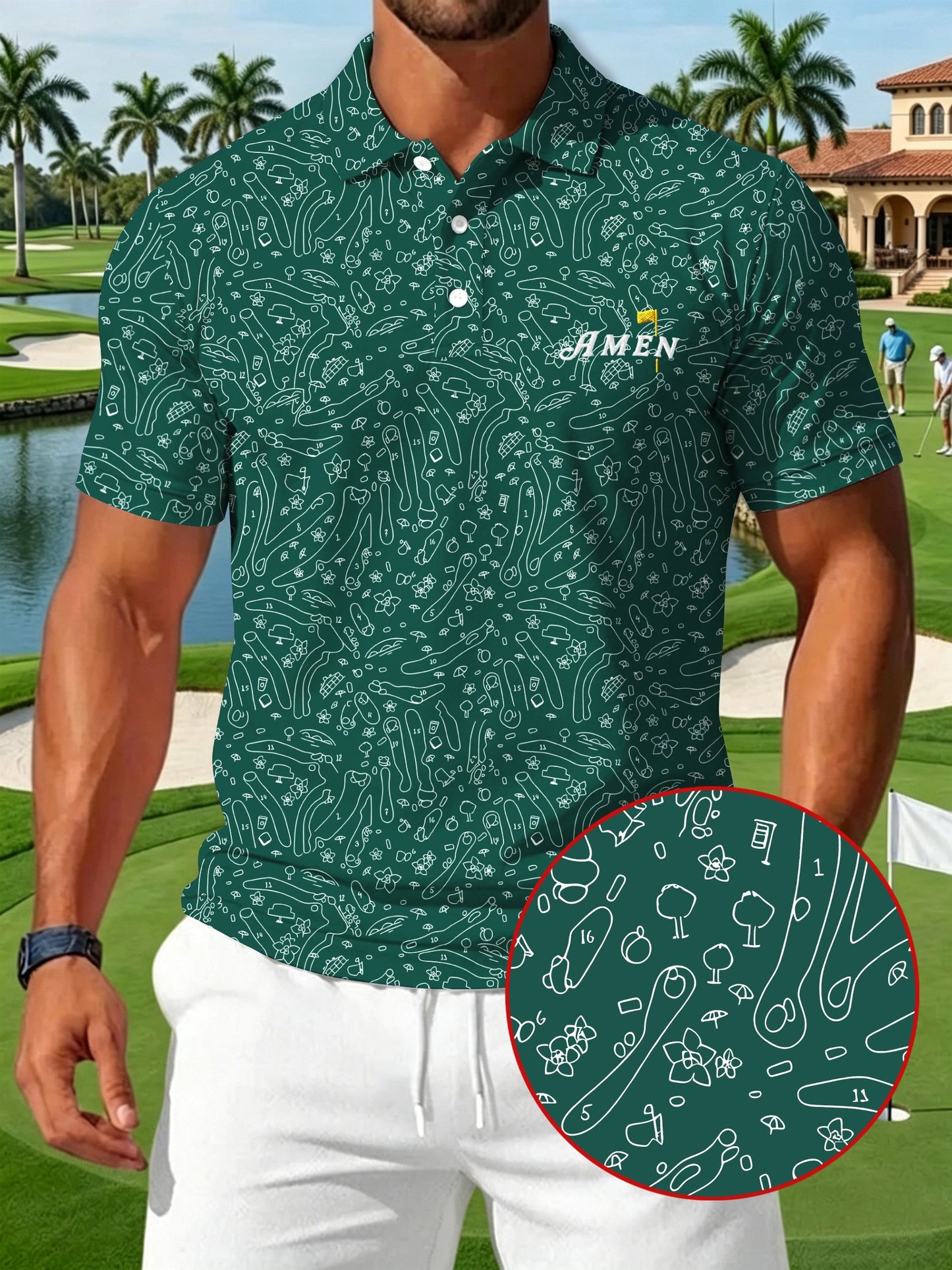 Men's Golf Print Casual Polo