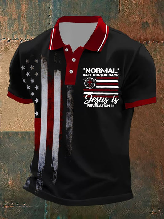 Man's Vintage Normal Isn't Coming Back Jesus Is Printed POLO Shirt