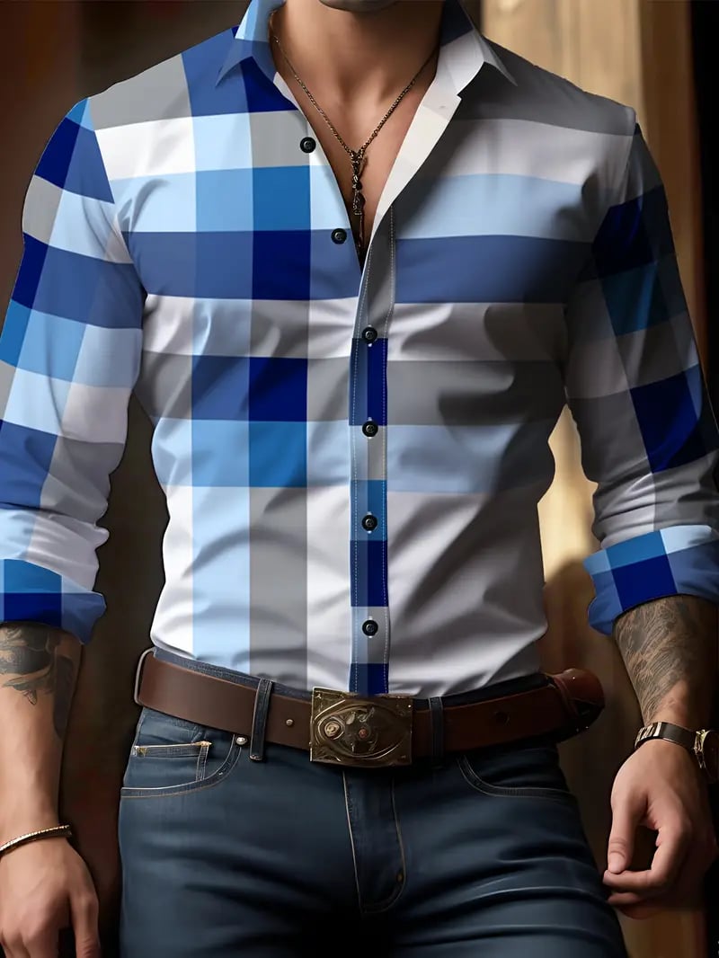 Men's Street Style Business Casual Printed Long Sleeve Shirt