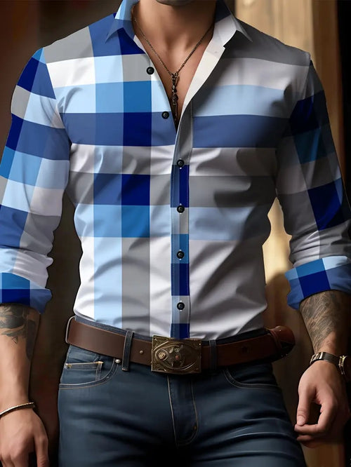 Men's Street Style Business Casual Printed Long Sleeve Shirt