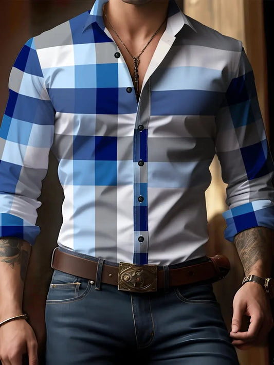 Men's Street Style Business Casual Printed Long Sleeve Shirt